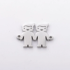 Pendentifs garçon et fille en acier inoxydable poli pour création de bracelets DIY
