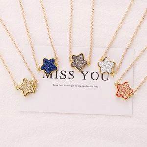 Star Pendant Necklace For Women Glitter Pentagram Charm Alloy Copper Clavicle Chain Jewelry Elegant Party Accessory