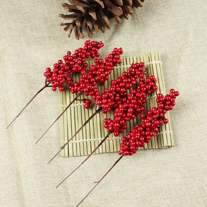 Artificial Christmas Berry Stems Simulation Red Holly Berries Foam Branches For DIY Garland Wreath Holiday Home Decor