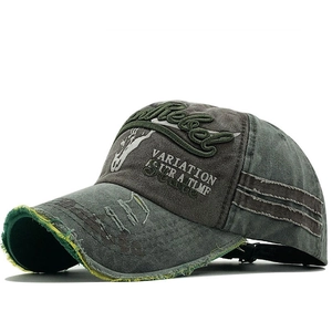 Vintage distressed baseball cap with Rebel 3D embroidery and washed patch design
