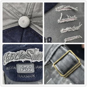 Vintage 1969 RockShax embroidered baseball cap with distressed brim and washed denim style