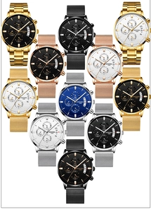Détails des chronographes à quartz avec options multicolores et bracelets en acier inoxydable