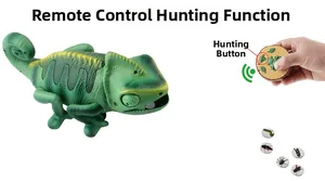 Remote control chameleon toy with log-shaped controller and insect prey accessories