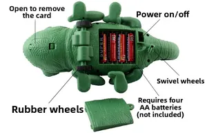 Detailed bottom view of RC chameleon showing battery compartment and functional motor parts