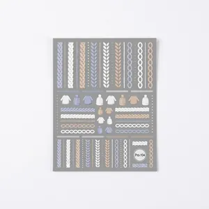 5D Japanese knit texture nail art stickers with embossed sweater patterns and beanies