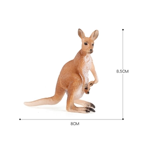 Figurina realistica di canguro con piccolo per bambini, modello in plastica alto 8,5 cm