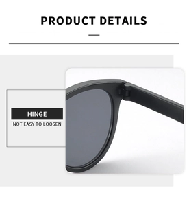 Detail view of reinforced hinge on round frame sunglasses ensuring durability