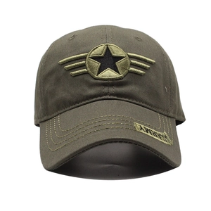 Casquette de baseball vintage vert armée avec broderie étoile et écusson ARMY