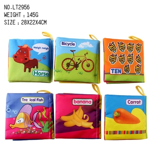 Set of 6 educational baby cloth books featuring animals, fruits and vehicles