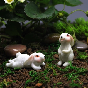 Cute resin rabbit figurines for miniature garden landscape and succulent plant decoration