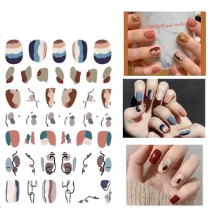 Detail of ultra-thin R328 nail art stickers with abstract lines and geometric patterns