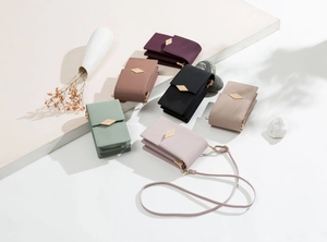Collection of mini rhombus buckle crossbody cell phone bags in six pastel colors