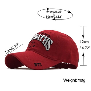 Größentabelle für rote Baumwoll-Baseballkappe mit 3D-Stickerei und Anker-Logo