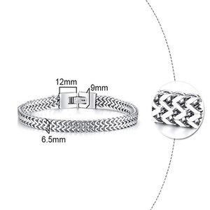 Detailed close-up of stainless steel dragon bone chain with 12mm buckle and 6.5mm width