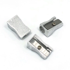 Manual single hole aluminum alloy pencil sharpener with anti-slip texture and metal finish