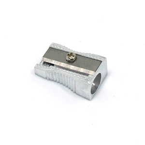 Silver single-hole aluminum alloy pencil sharpener with side anti-slip texture