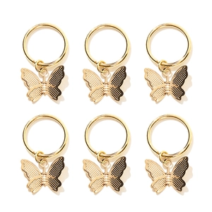 Goldene Schmetterling Haarringe Zopf Manschetten Anhänger DIY Haarschmuck 6er Set