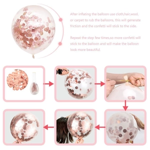 Step-by-step tutorial for static electricity effect on rose gold confetti balloons