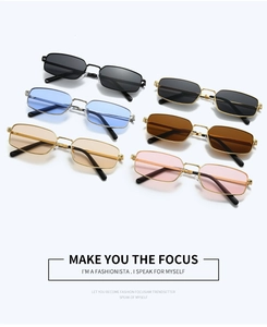 Collection of retro rectangle metal sunglasses in six different lens and frame colors