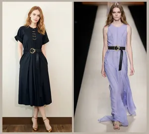 Détail d'une ceinture noire élégante portée sur une robe et une tenue de soirée