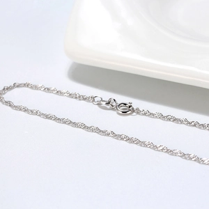 Elegant S925 sterling silver water wave twisted chain necklace with spring ring clasp