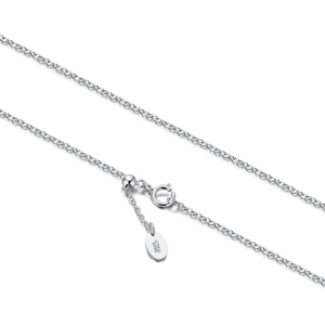 Macro shot of S925 sterling silver chain with adjustable slide bead and lobster clasp