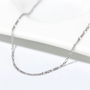 Classic S925 sterling silver 1.7mm Figaro link chain necklace with high polished finish