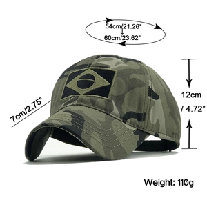 Brasilien-Flaggen-Camo-Basecap mit verstellbarem Riemen 54-60cm und Baumwoll-Finish
