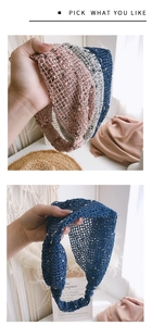Detailed view of breathable woven mesh headband with a vintage knot design in multiple colors