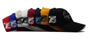 Collection of colorful cotton baseball caps featuring side Always 75 embroidery details