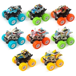Inertial Off-Road Toy Car Bigfoot Monster Truck 4WD Stunt Vehicle Shock Absorption Graffiti Style Alloy Plastic