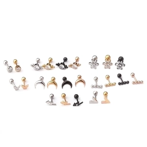 Multi-style stainless steel screw back stud earrings in silver gold and black finishes