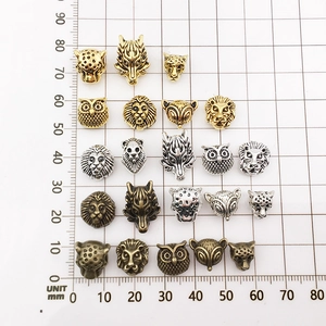 Perline a testa di leone e lupo in lega antica per braccialetti fai-da-te in oro e argento
