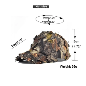 Detailed measurement chart for a bionic leaf camouflage tactical hunting baseball cap