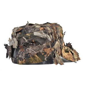 Detail of 3D leaf camouflage tactical hat showing realistic laser-cut bionic leaf texture