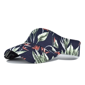 Women Tropical Floral Print Sun Visor Hat Wide Brim Cotton Canvas Beach Adjustable Summer Outdoor Cap