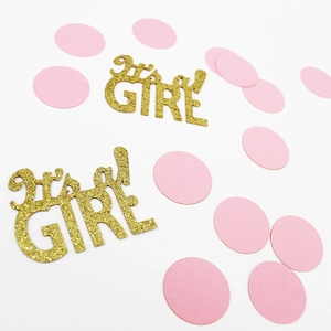 Pink and gold It's a GIRL confetti set for baby shower party table decoration