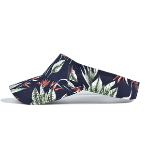 Women's sun visor hat with tropical palm leaf and bird of paradise floral print