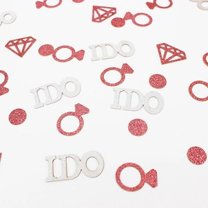 Rose gold glitter I DO and diamond ring confetti for wedding party and DIY decoration
