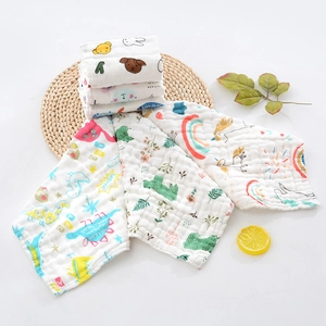 Soft six-layer cotton gauze baby towels with various cute animal cartoon patterns