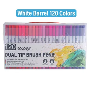 120 color dual tip watercolor brush pen set with flexible brush and 0.4mm fineliner tips