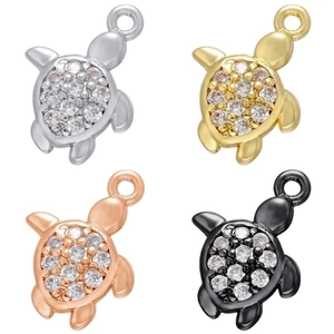 Tiny Turtle Charm Pendant Micro Pave Cubic Zirconia Brass Animal Jewelry Finding For DIY Necklace Earring Making