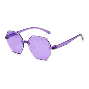 Purple rimless irregular wave edge sunglasses for women with jelly candy gradient lenses