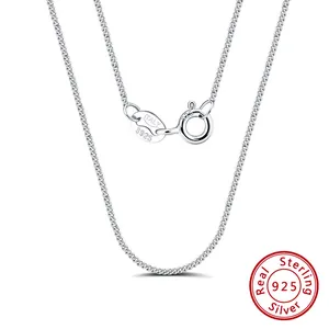 Collar de Cadena de Eslabones de Plata de Ley 925 Minimalista Cadena Fina para Mujer Hombre Unisex Joyería Regalo Oro Rodio