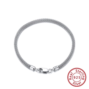 Women 925 Sterling Silver Corn Chain Bracelet Mesh Woven Italian Popcorn Link Bracelet Minimalist Hand Jewelry Elegant Fine Gift