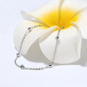 Elegant s925 sterling silver beaded bracelet featuring six polished spheres on a delicate chain
