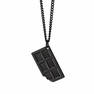 Bitten Chocolate Pendant Necklace Titanium Steel Hip Hop Punk Creative Food Jewelry For Men Women Harajuku Unisex