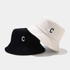 Cappello Alla Pescatora Donna Cotone Tela Ricamo Lettera C Tesa Larga Protezione Solare Pieghevole Estate Esterno
