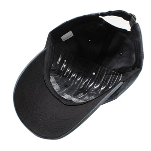 Black vintage washed cotton baseball cap with 3D embroidery and adjustable strap