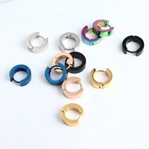 Detailed set of titanium steel earrings in six colors including gold and rose gold